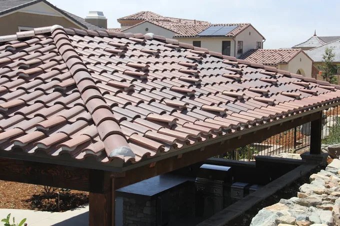 Tile roof on an outdoor pavilion